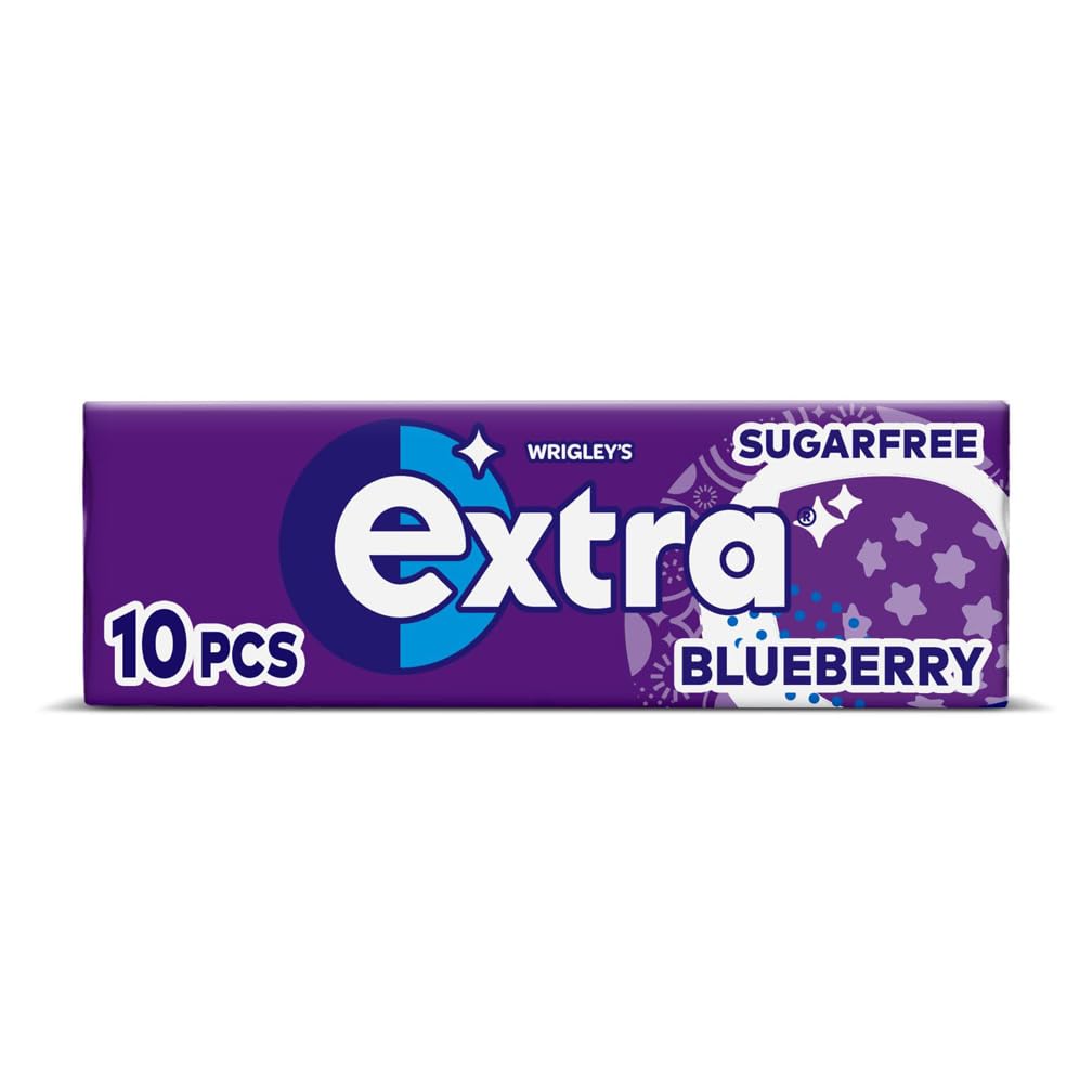 Zuckerfreier Kaugummi mit Extra-Blaubeergeschmack – 30 Packungen (je 10 Stück)