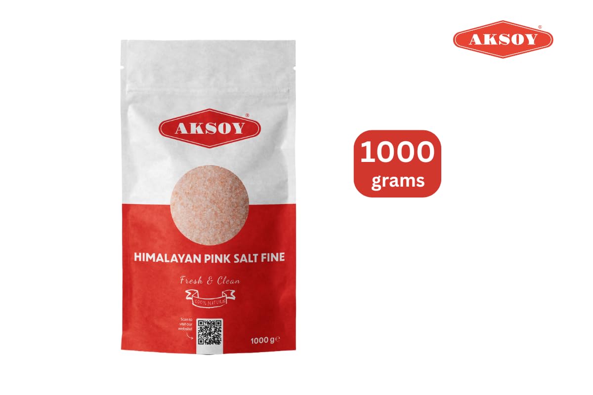 AKSOY Pink Himalayan Salt Fine Grain - 1KG Premium Quality, GMO Free 5