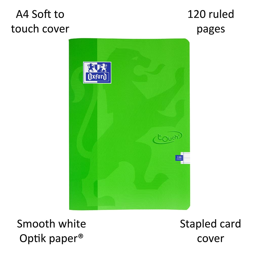 Oxford Touch A4 120 Page Softcover Stapled Notebook - Smooth Optic Paper | Pack of 5 4