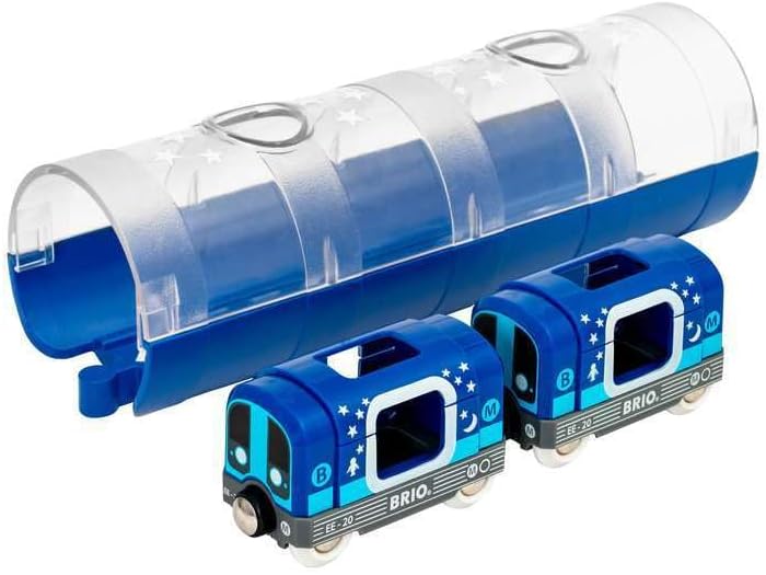 BRIO World Glow in the Dark Metro Train & Tunnel - Wooden Railway Playset for Kids 3+ 3