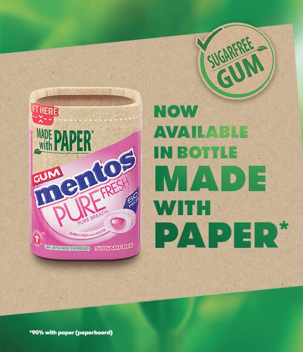 MENTOS Pure Fresh Chewing Gum - Sugar Free, Liquid Filled Center | 50 Count (Pack of 6) 5