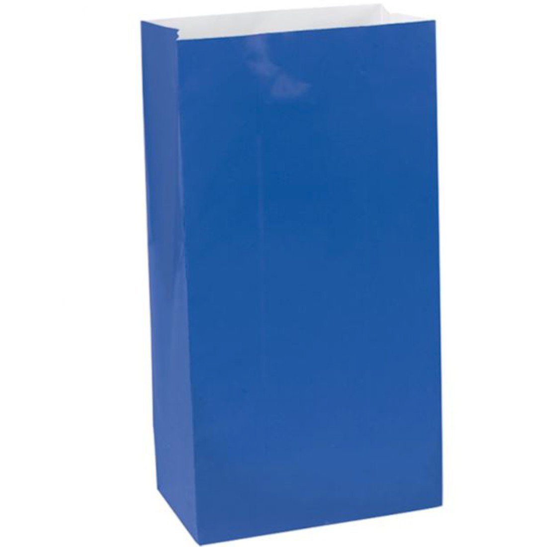 Unique Party Vibrant Royal Blue Paper Gift Bags - 12 Count | 25cm x 13cm | Solid Pattern 5