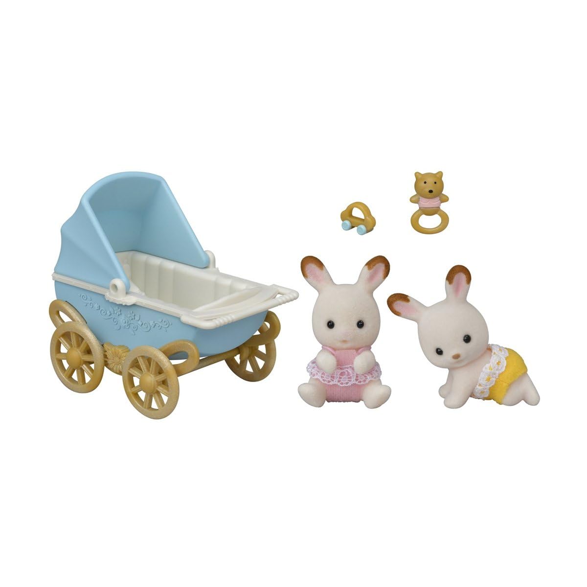 Sylvanian Families Chocolate Rabbit Twins Set - Includes Kabe & Breeze with Pram (Model 5432) 10