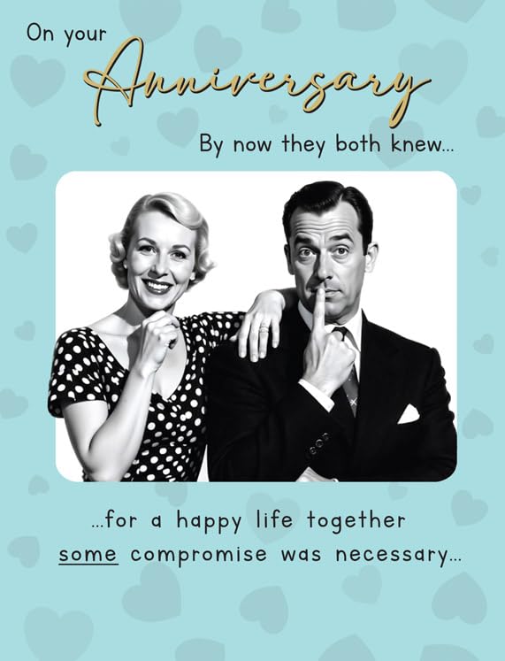 Piccadilly Greetings Anniversary Card - Humorous B&W Photo Design | 8 x 6 Inches