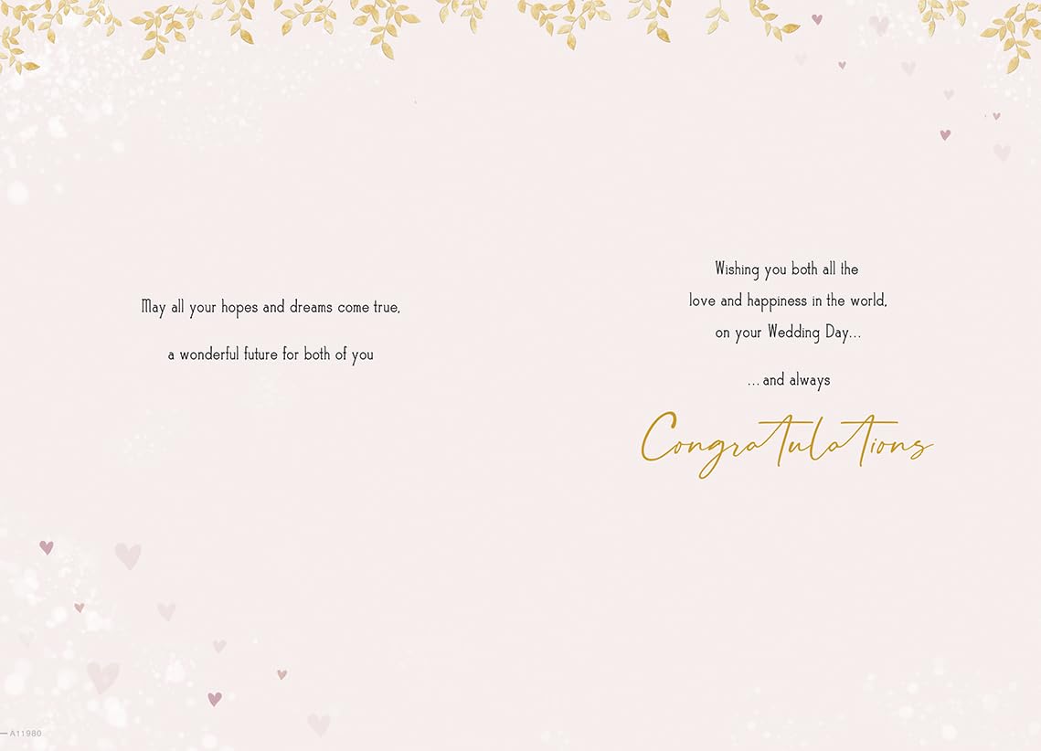 Piccadilly Greetings Wonderful Couple Happy Wedding Day Card | 9 x 6 Inches | Pink
