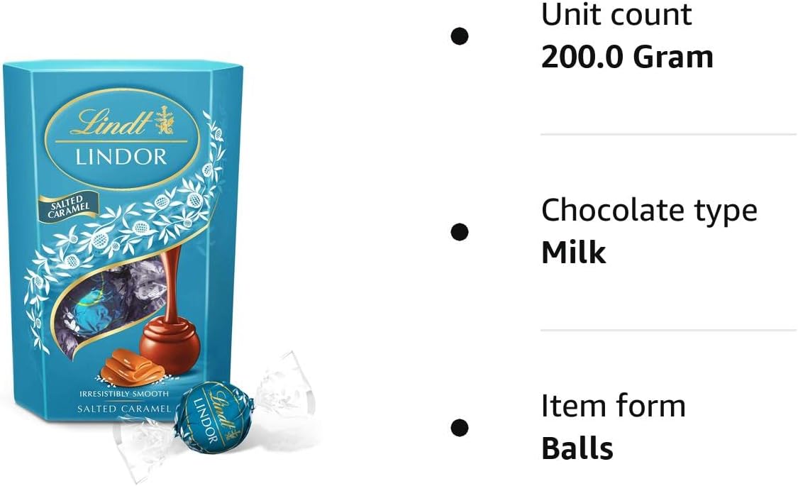 Lindt Lindor Salted Caramel Milchschokoladentrüffel – 200 g Geschenkbox (ca. 16 Trüffel)
