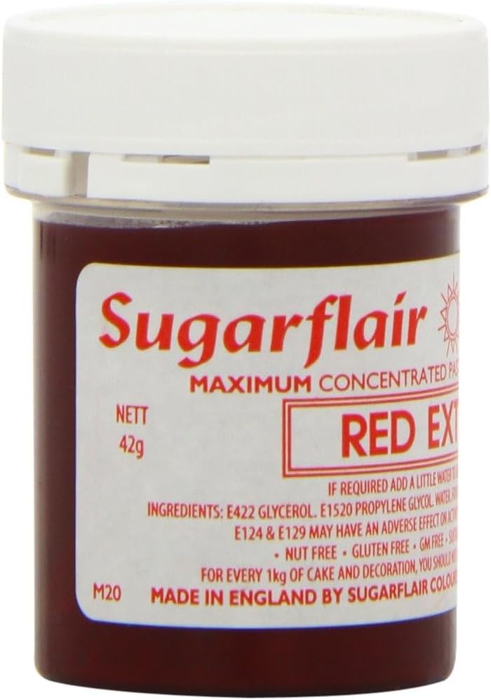 Sugarflair Rot, extra hochkonzentrierte Lebensmittelfarbpaste, 42 g 3