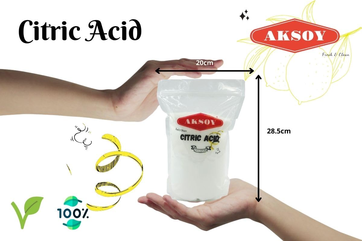AKSOY Food Grade Citric Acid - 500g Anhydrous Granules | Non-GMO De-Scaler