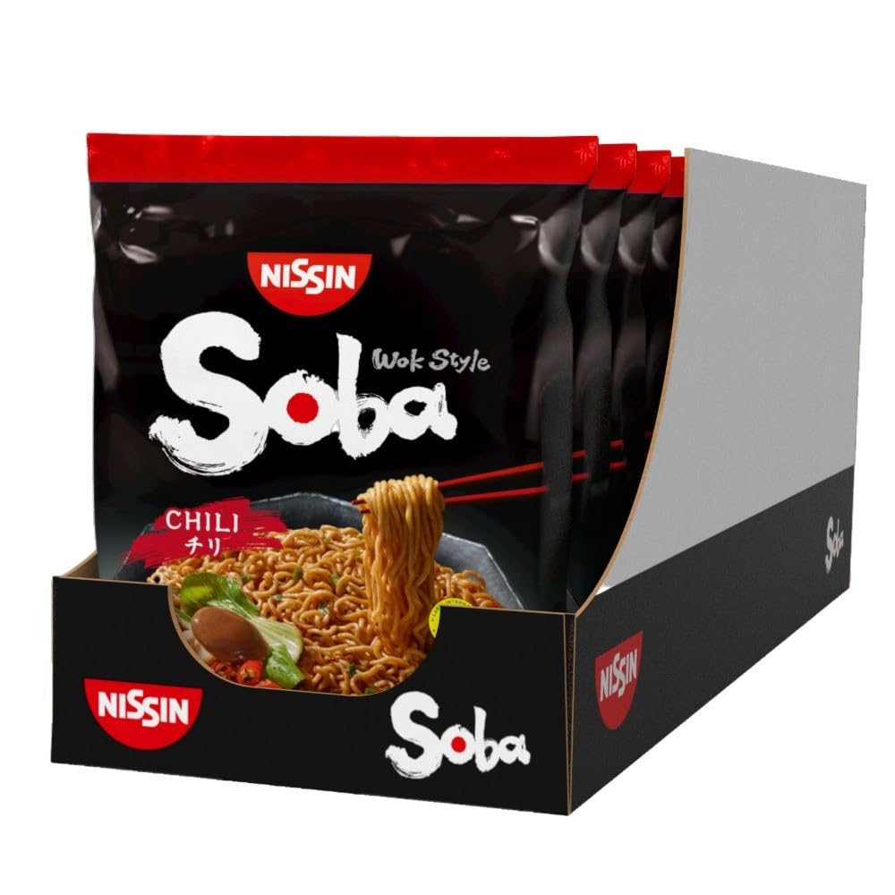 NISSIN Soba Wok Style Chilli Flavoured Instant Noodles - 111g Packet (Pack of 9)