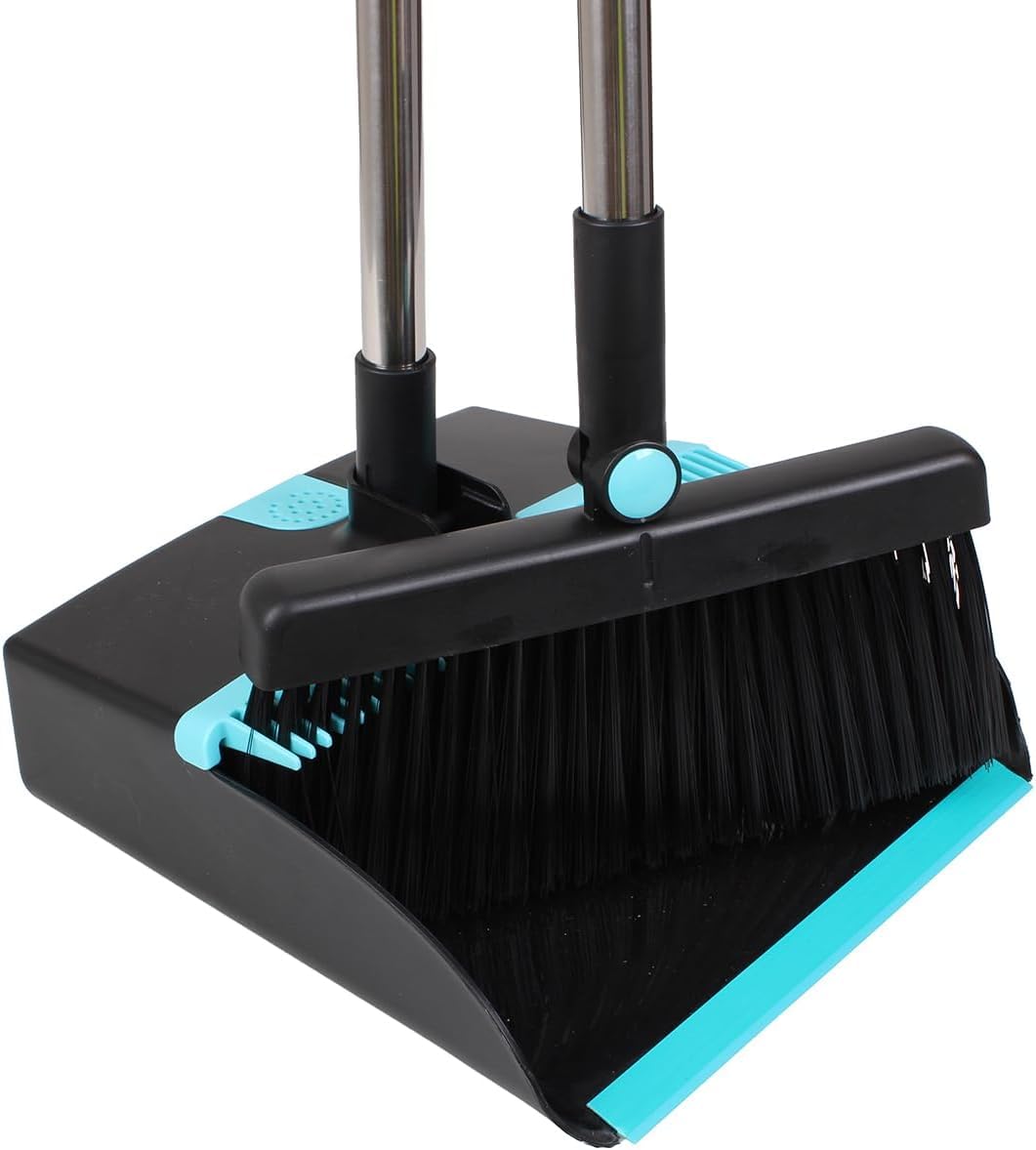 Fit For The Job Long Handle Dustpan & Brush Set - 1.1m Handle | 8-Part Aluminium Pole | Blue/Black 9