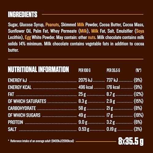 Snickers 9er Riegelpackung 9x35,5g - Milchschokolade mit Nougat, Karamell &amp; gerösteten Erdnüssen 7