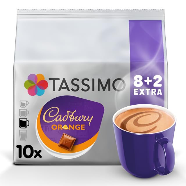 Cadbury Orange Heiße Schokolade Tassimo-Pads x50 (5er-Pack) – Reichhaltige Kakao- und Zitrusmischung 5