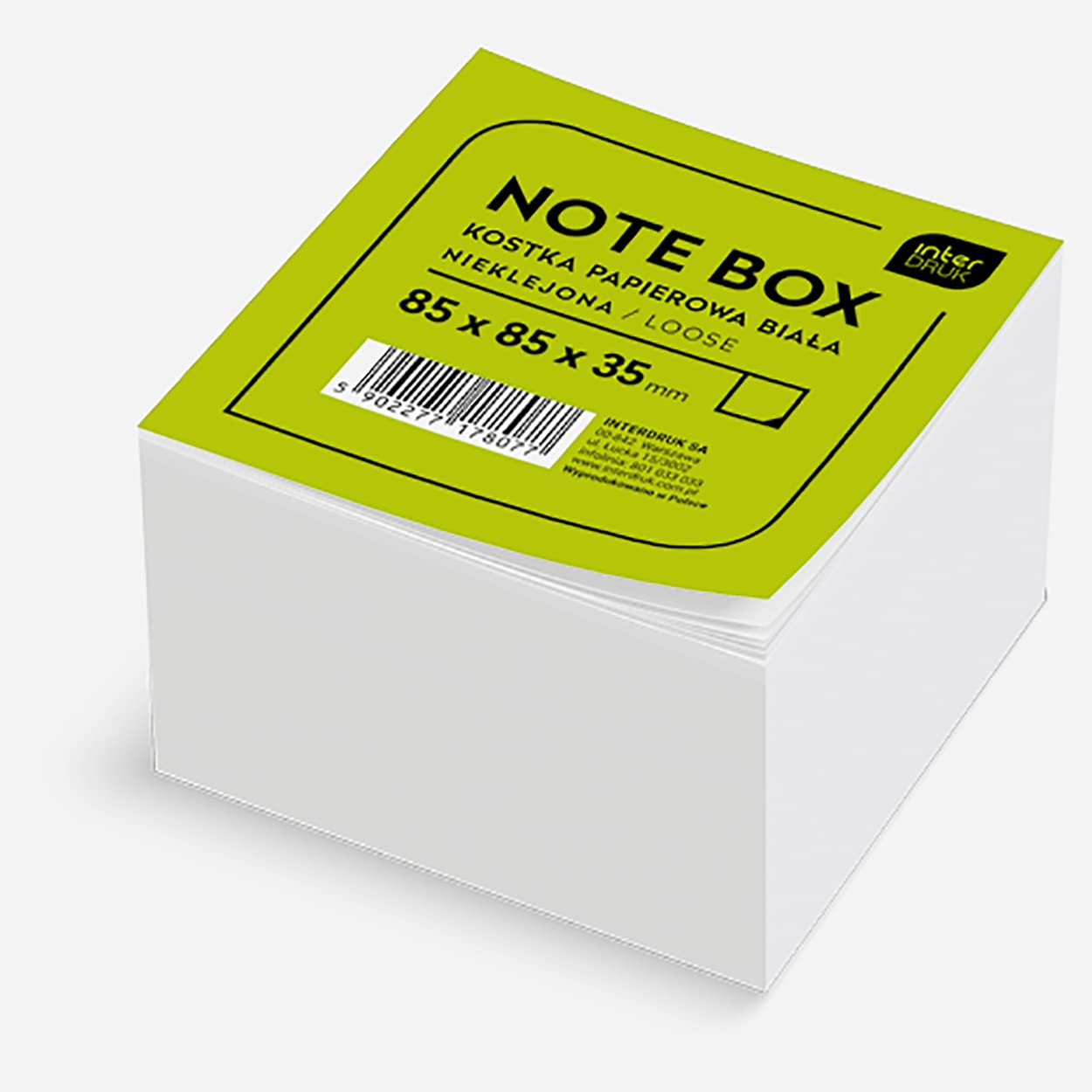 Interdruk Memo Block - White Loose Sheets | 85 x 85 x 35 mm Cube | 190g