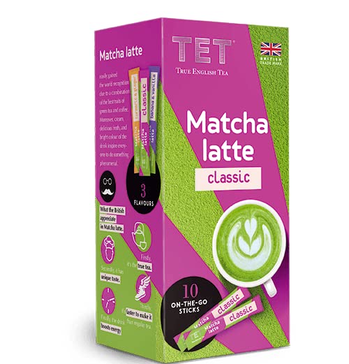 TET Matcha Latte Classic Green Tea Drink Powder Sticks | 10 x 10g Sticks | Gluten-Free