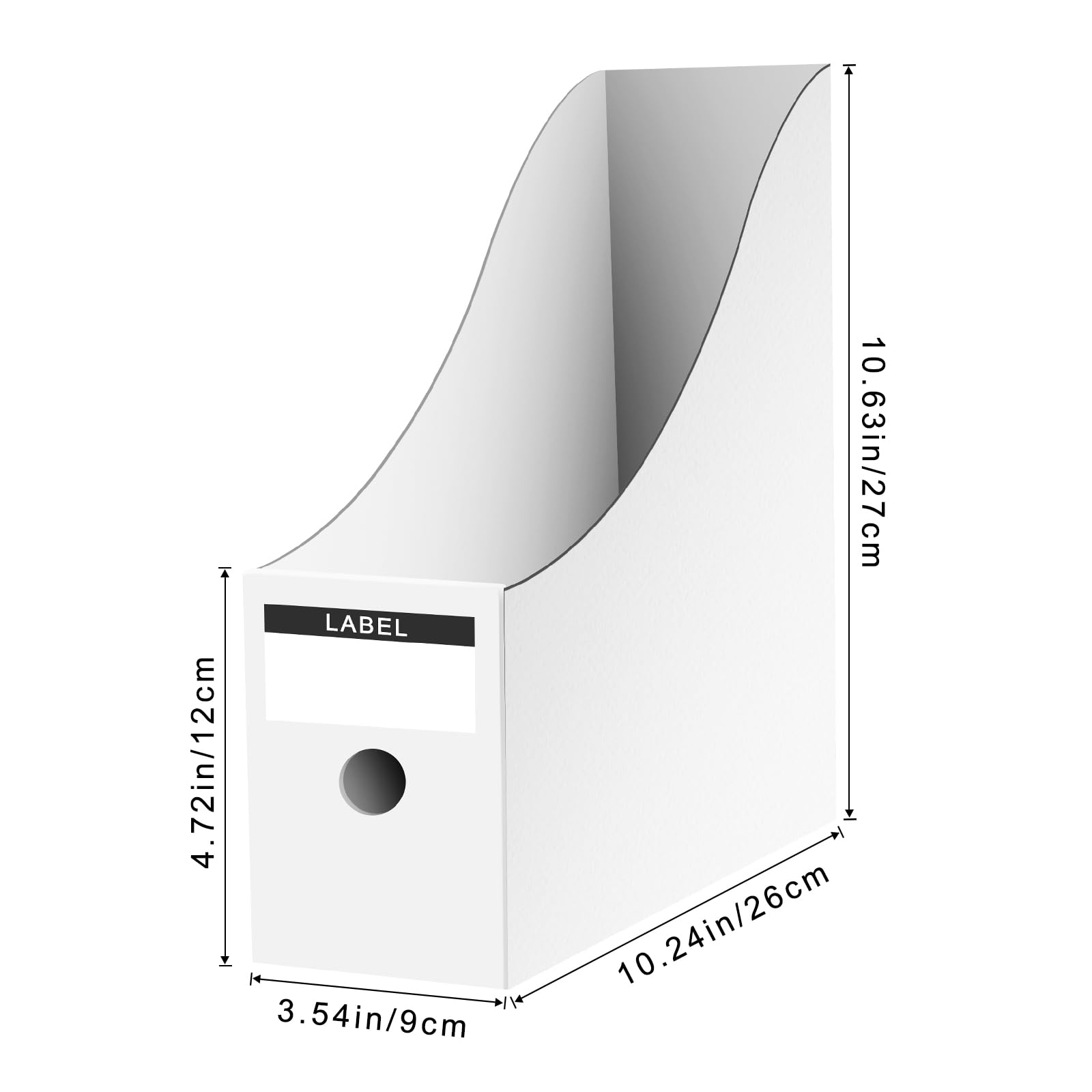 Woobroo Magazine File Holder - 10 Pack A4 Size Cardboard Organiser | White | 260x90x270mm