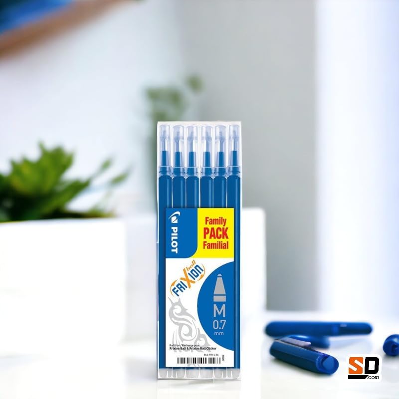 PILOT Frixion Erasable Pen Refills - Thermo-Sensitive Gel Ink, 0.7mm Tip, Blue, 6 Count