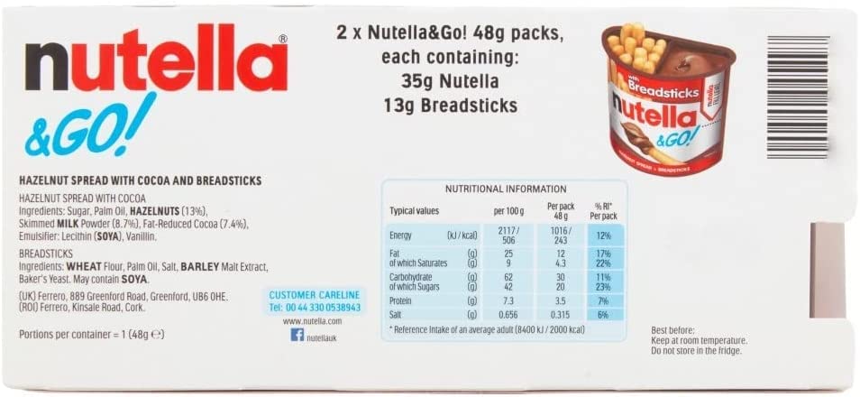 Nutella Chocolate Hazelnut Spread with Breadsticks Snack Pack - 96g 5
