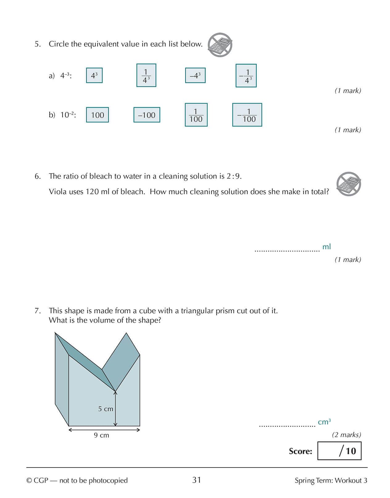 CGP New KS3 Maths 10-Minute Weekly Workouts - Year 9 | Paperback | 88 Pages 7