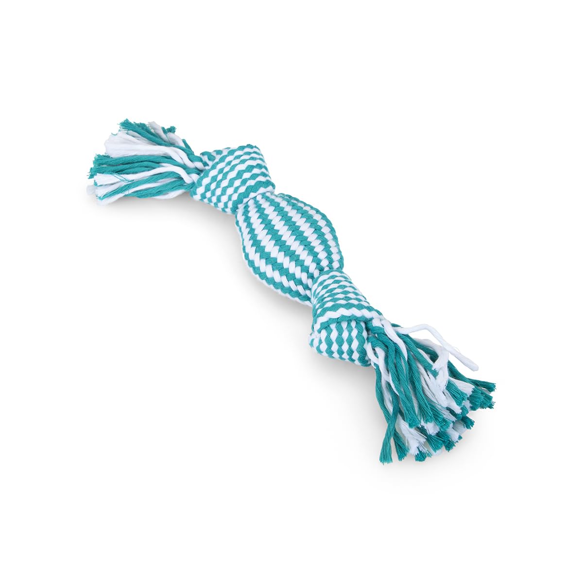 Petface Squeaky Rope Cracker Dog Toy with Built-In Squeaker for Puppies & Small Dogs | Polyester | Turquoise/White 4