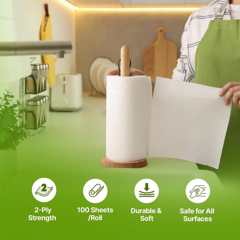 CareBee Kitchen Roll - 2 Ply Strong & Absorbent Bamboo Paper Towels | 3 Rolls 5
