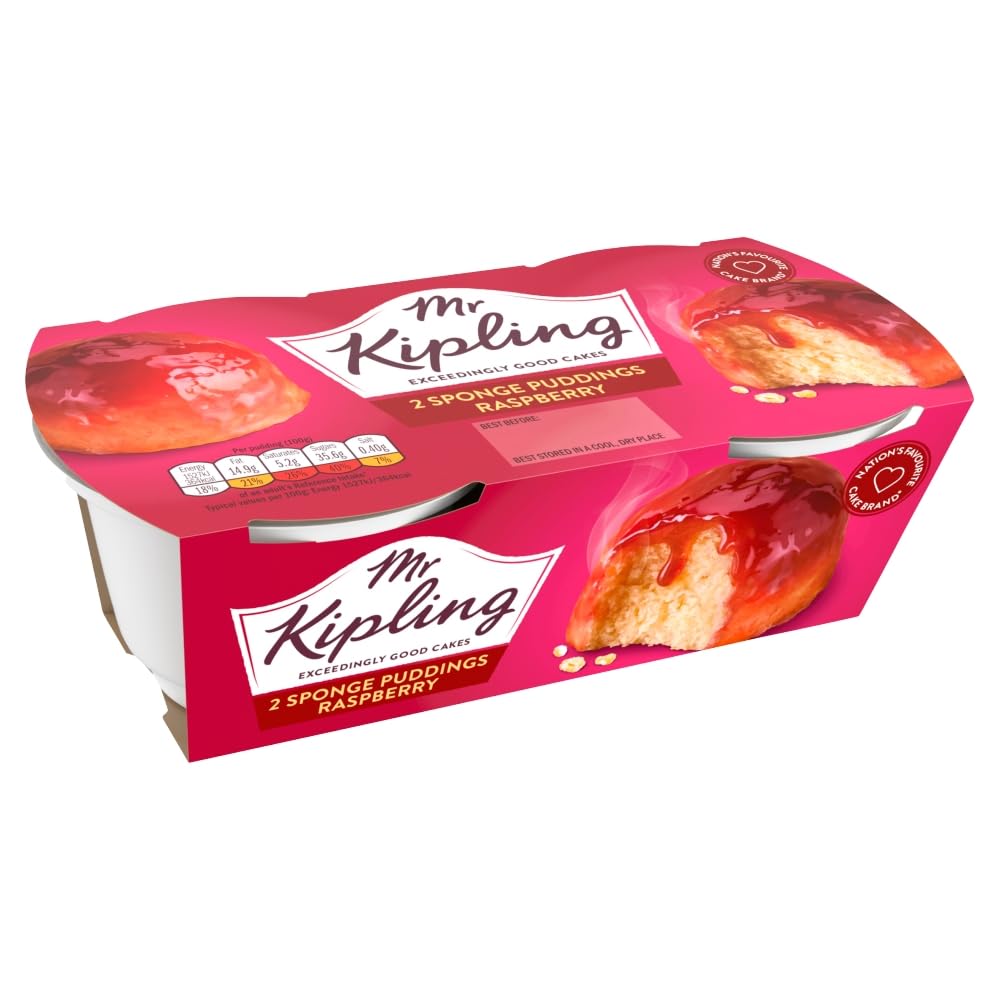 Mr Kipling Raspberry Sponge Pudding Desserts - Microwaveable Treat | Pack of 4 (190 g) 4