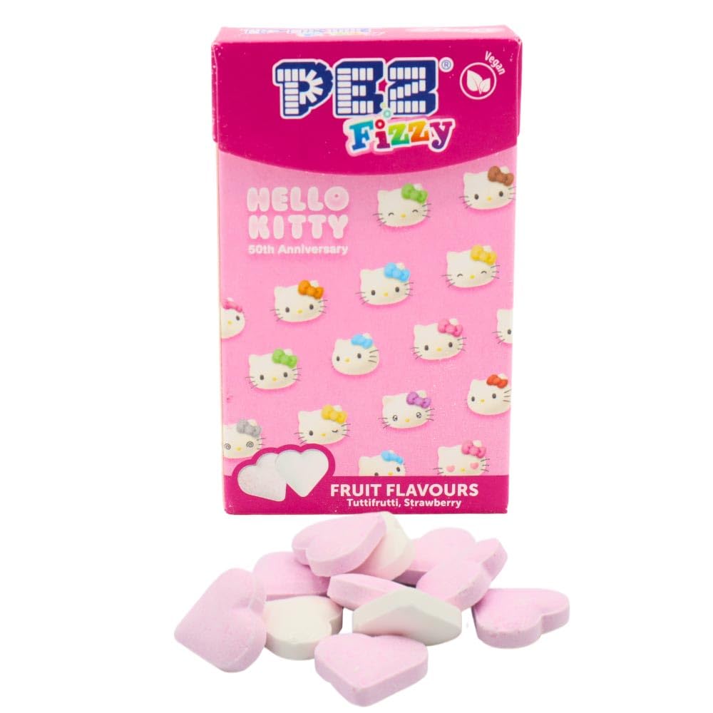 PEZ Hello Kitty Sprudelnde Retro-Süßigkeiten mit Erdbeergeschmack – 30 g Flip-Top-Box 3