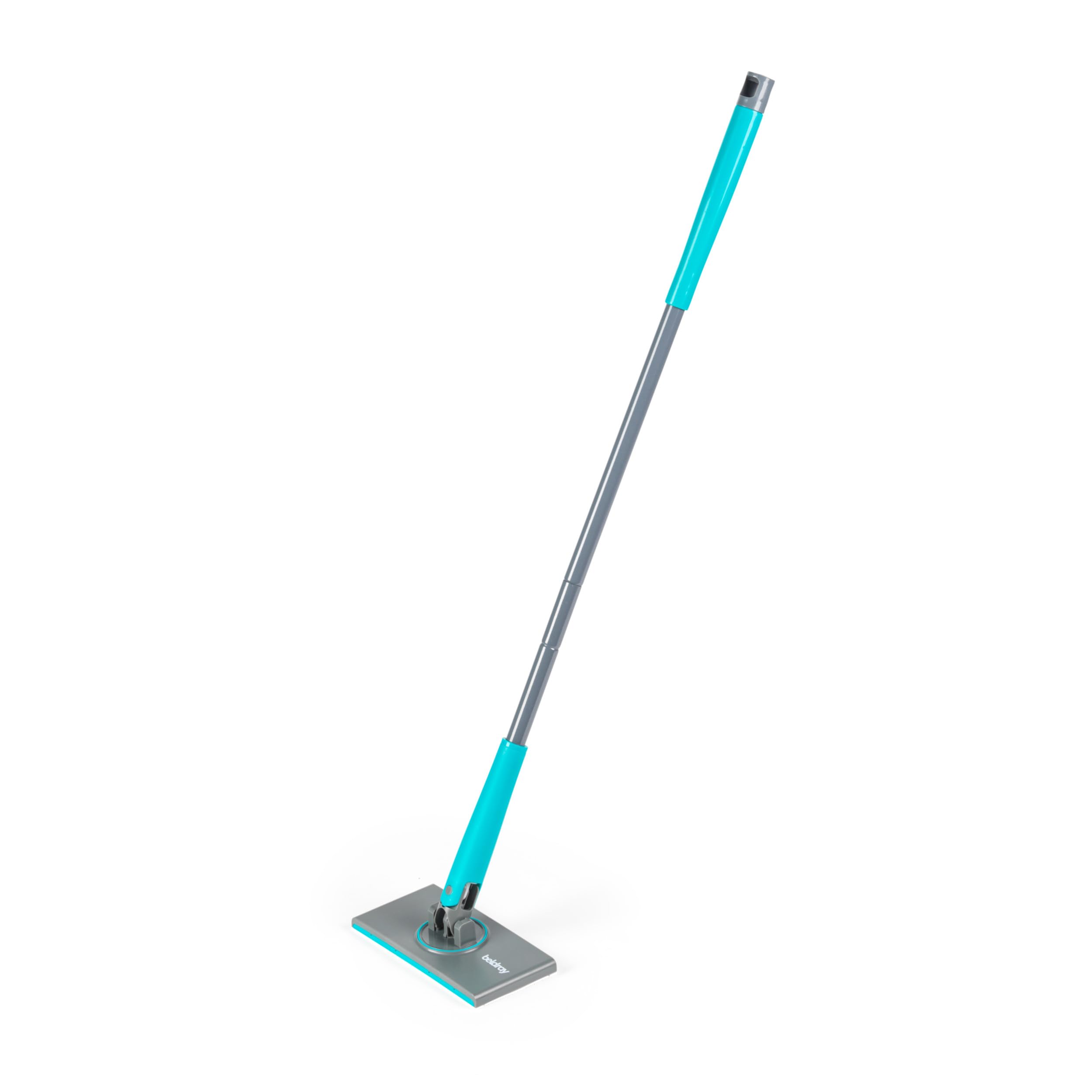 Beldray Anti-Bac Clip-to-Grip Bathroom Mop – Small Head, Precision Cleaning, 70 cm Handle, Tiles/Mirrors/Bathtub, Hygienic Push Release Handle, 360° Swivel Head, 4 Washable Cloths, Wet & Dry