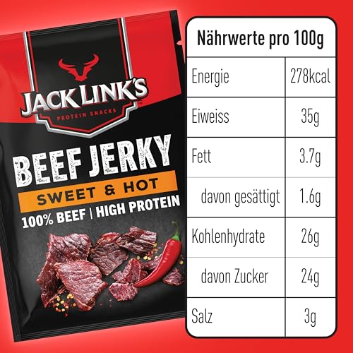 Jack Link's Beef Jerky Sweet &amp; Hot - Box mit 12 x 60 g - Trockenfleisch-Snack 8