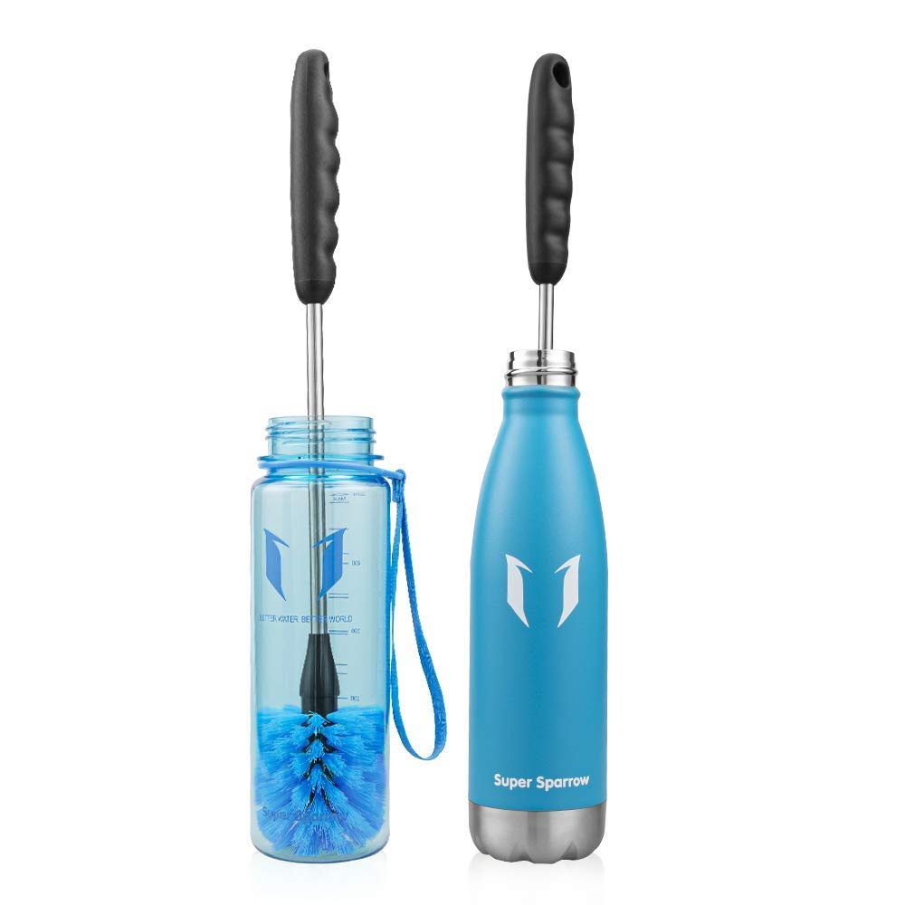 Super Sparrow 3-in-1 Kitchen Brush Set - Bottle, Straw, and Spout Cleaner | Blue 3