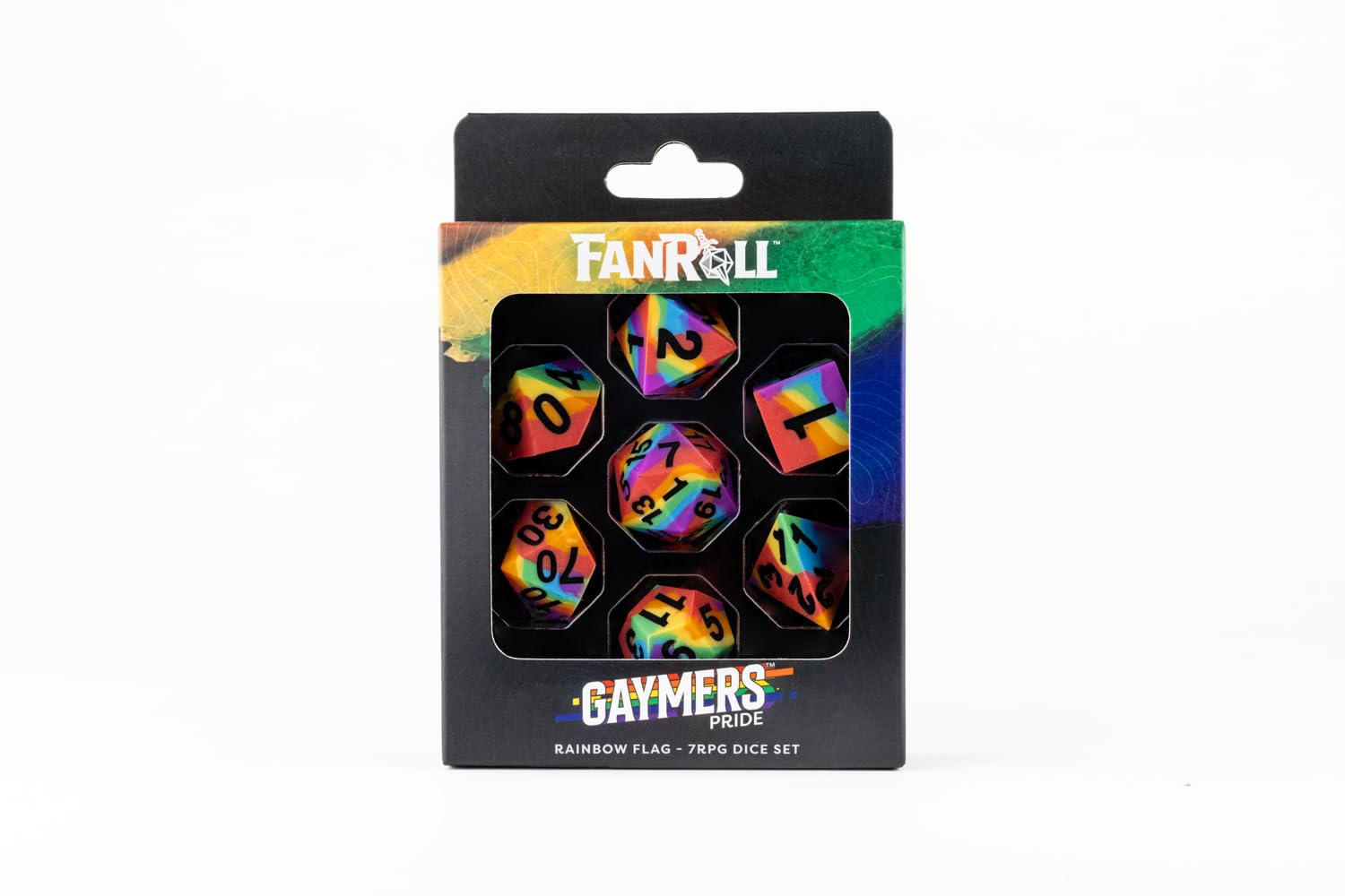 Metallic Dice Games FanRoll 16mm Pride Sharp Edge Poly Dice Set 5
