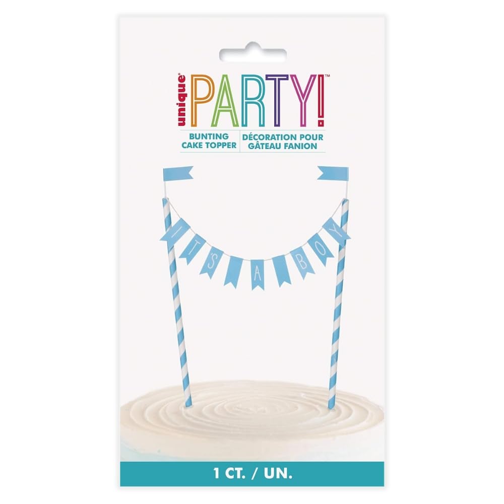 Unique It's a Boy Premium Blue Baby Shower Bunting Cake Topper | 13cm x 23cm 3