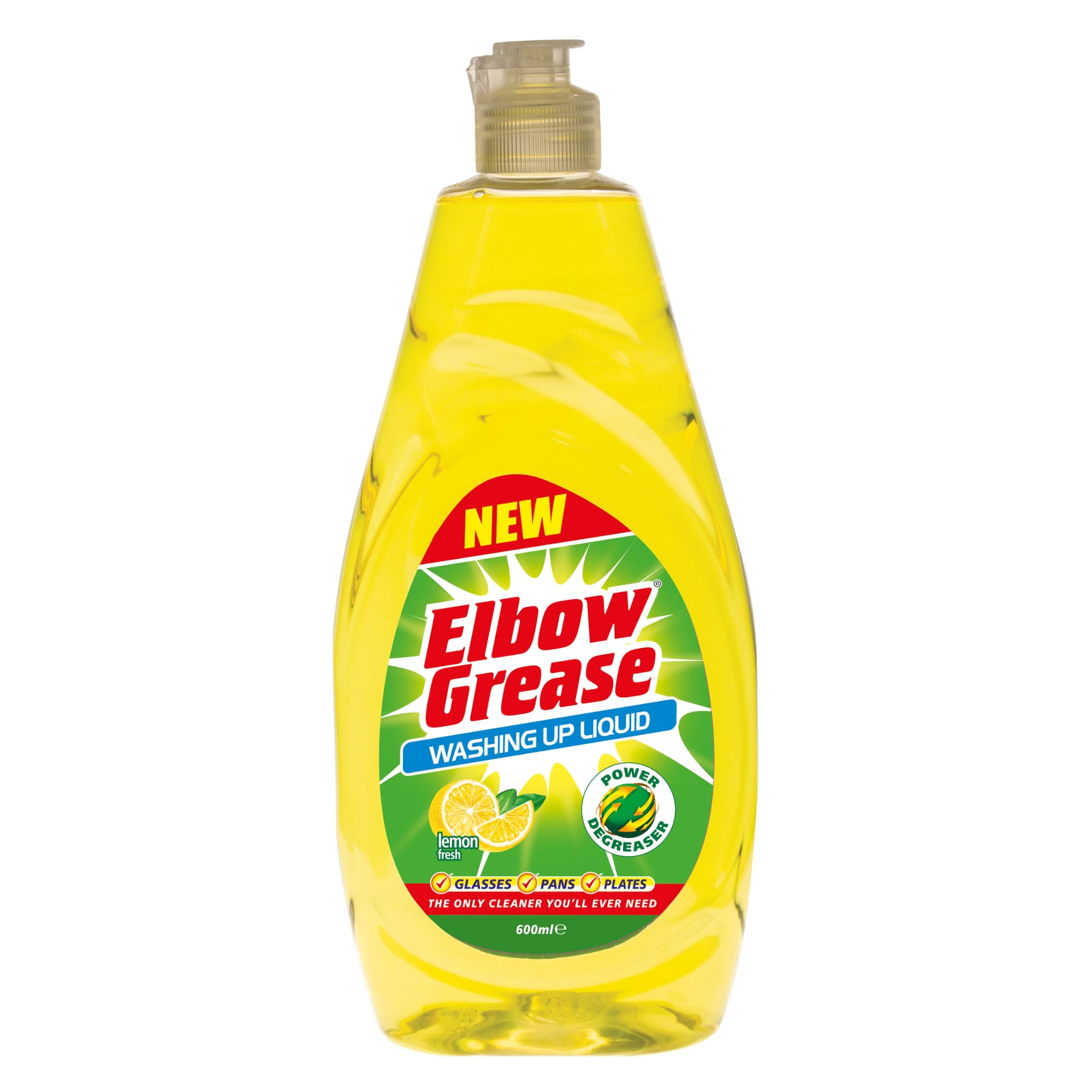 Elbow Grease Spülmittel | Kraft-Entfetter – Seife zum Handspülen von Geschirr, Töpfen, Pfannen und Gläsern (Zitrone, 600 ml)