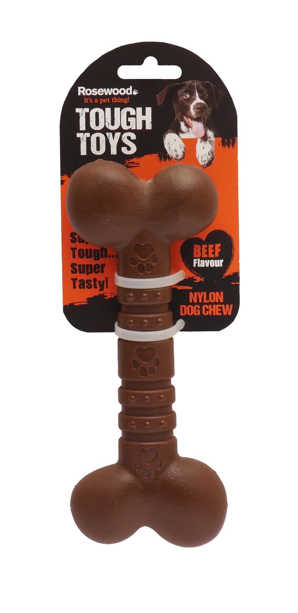 Rosewood Durable Beef Flavoured Nylon Chew Toy Bone for Small Dogs | Teething Relief | 20cm