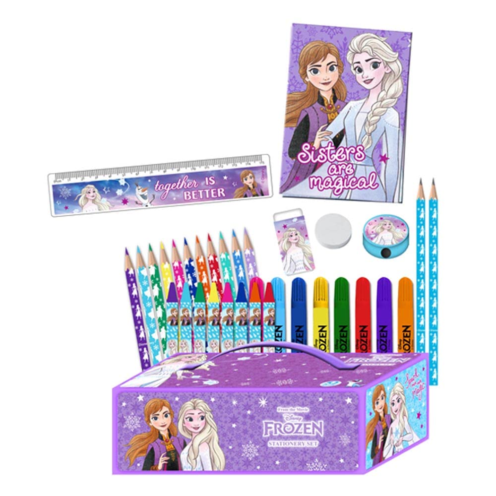 Disney Frozen 44 Piece Colouring Case with Pens, Pencils, and Crayons | Ages 3+