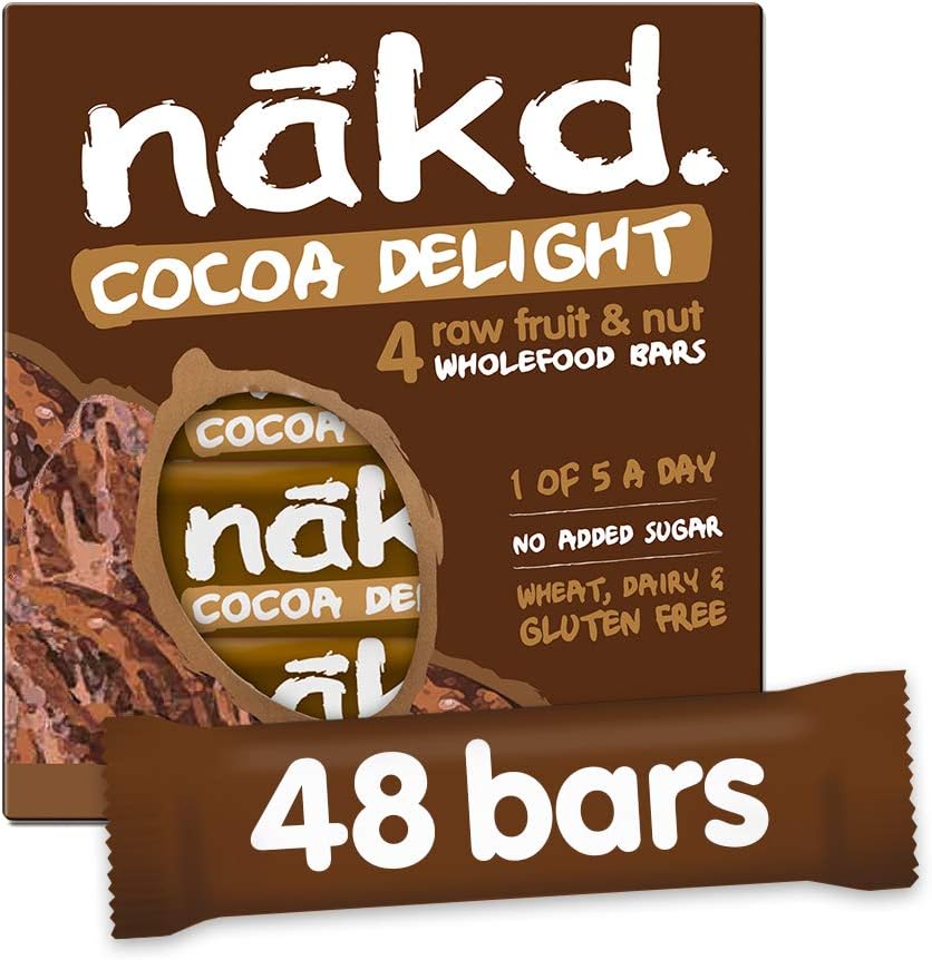 Nakd Cocoa Delight 35 g Riegel – Karton mit 48 Stück (12 x 4) – ganz natürlicher veganer Snack