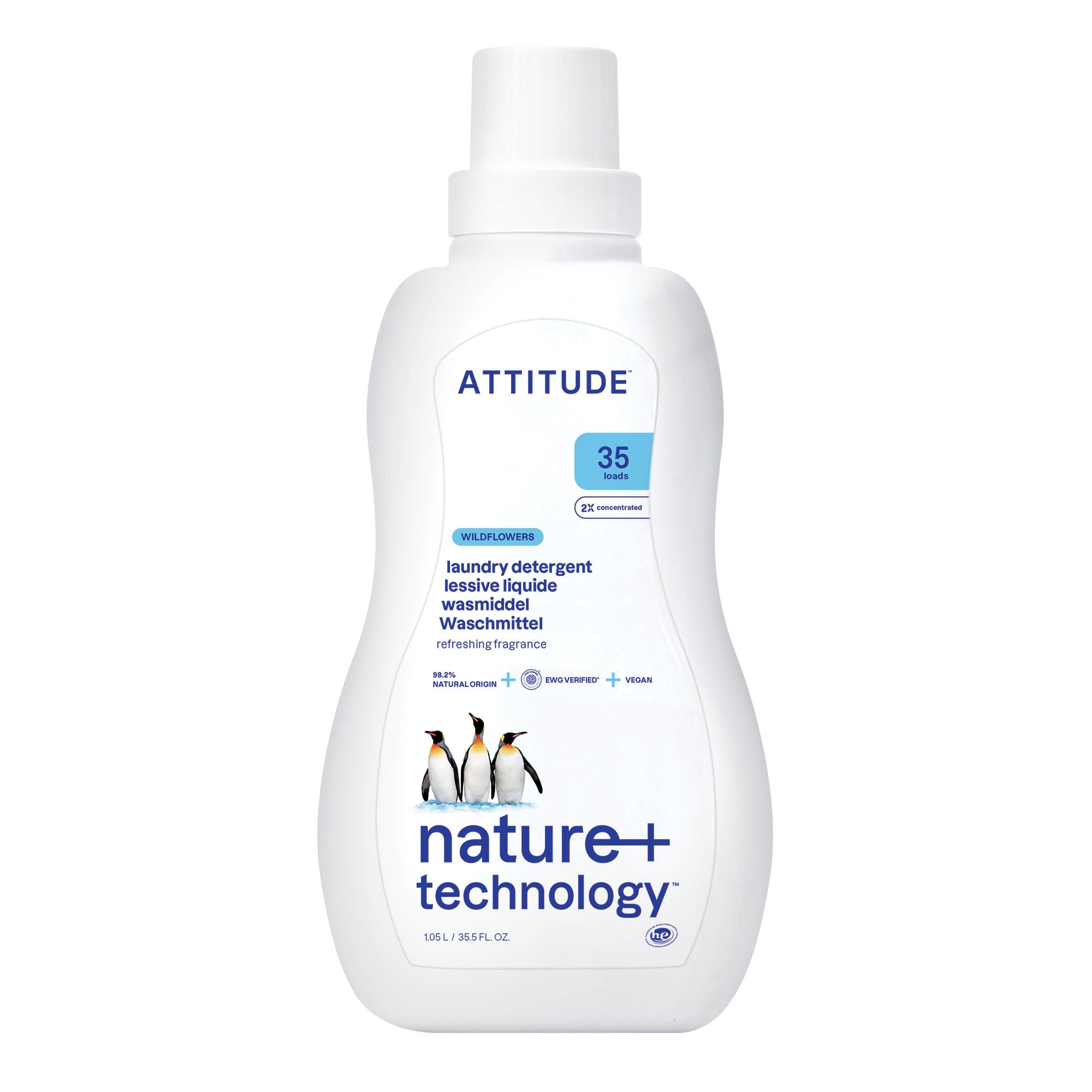 ATTITUDE Liquid Laundry Detergent - EWG Verified, Plant-Based, Wildflower Scent | 35 Loads