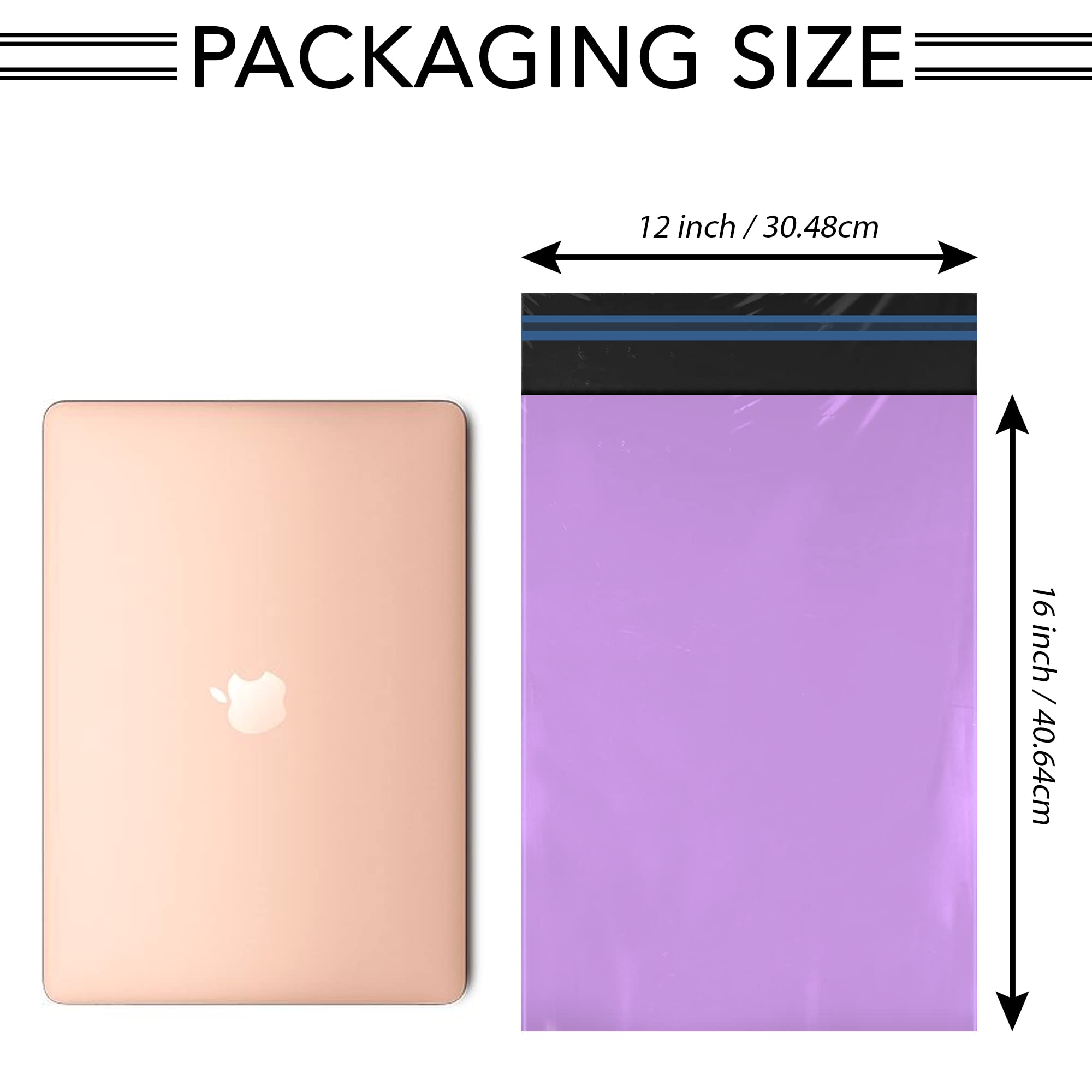 iSOUL Mailing Bags - 50 Pack Purple Poly Postal Bags | 2 Sizes (10x14" & 12x16") | Self-Seal 6
