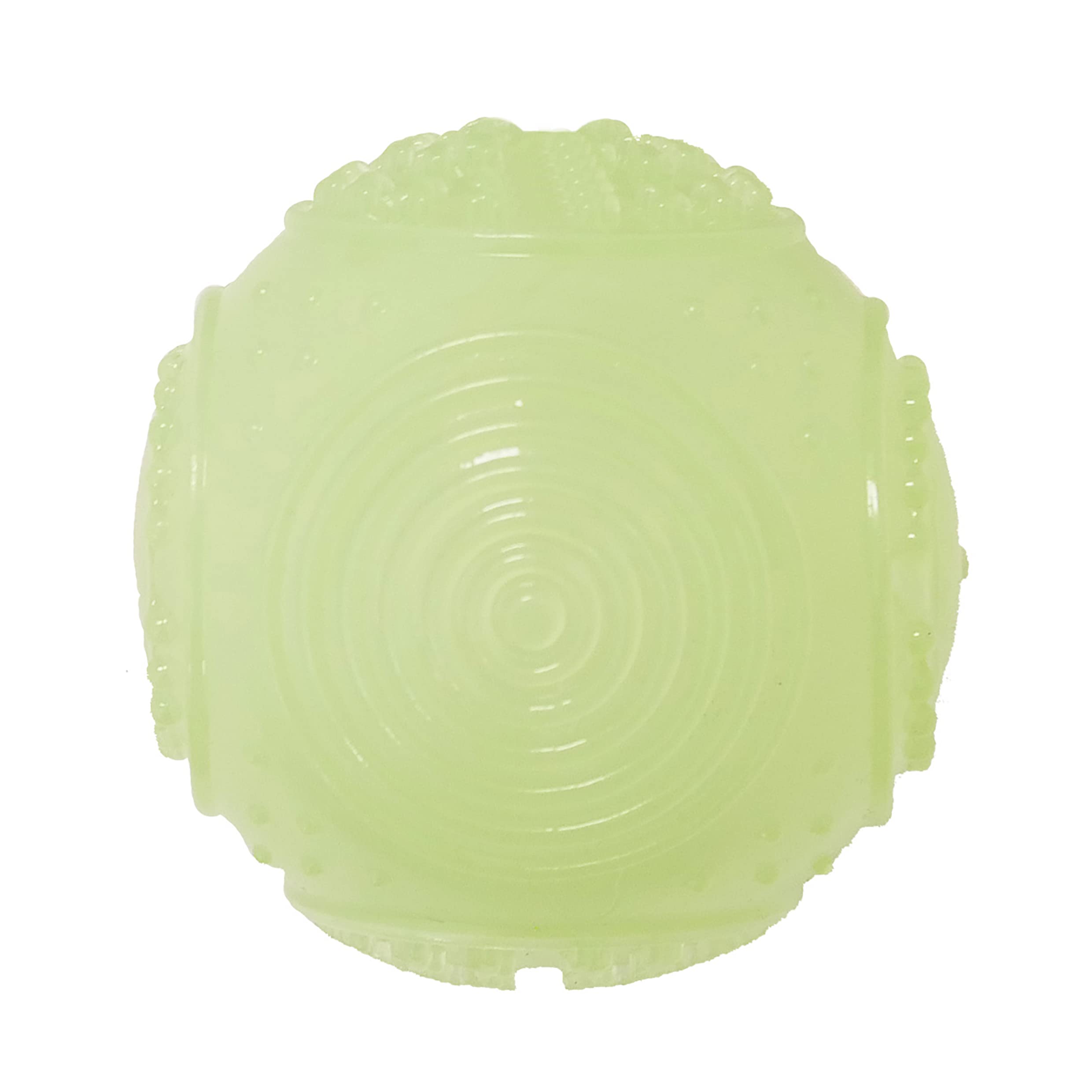 Rosewood Glow In The Dark Dog Ball - Reflective Squeaker Toy for Fetch | Natural Rubber | Green