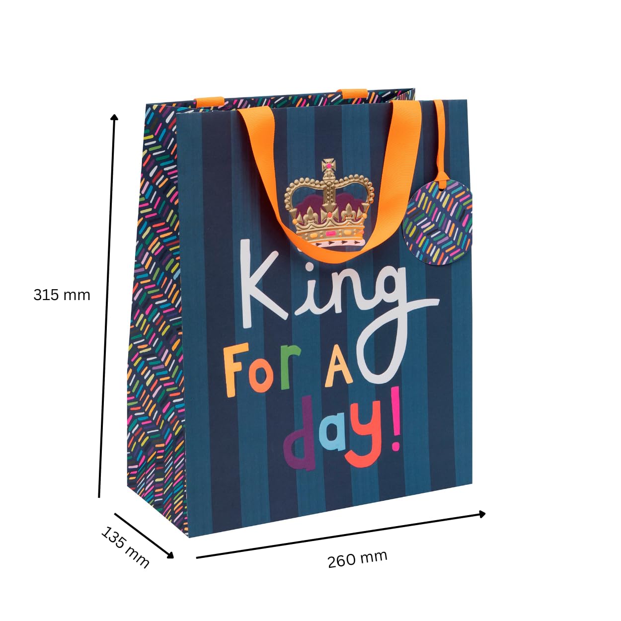 Glick Luxury Large Gift Bag 'King for a Day' | Father's Day Theme | 260x315x135mm 4