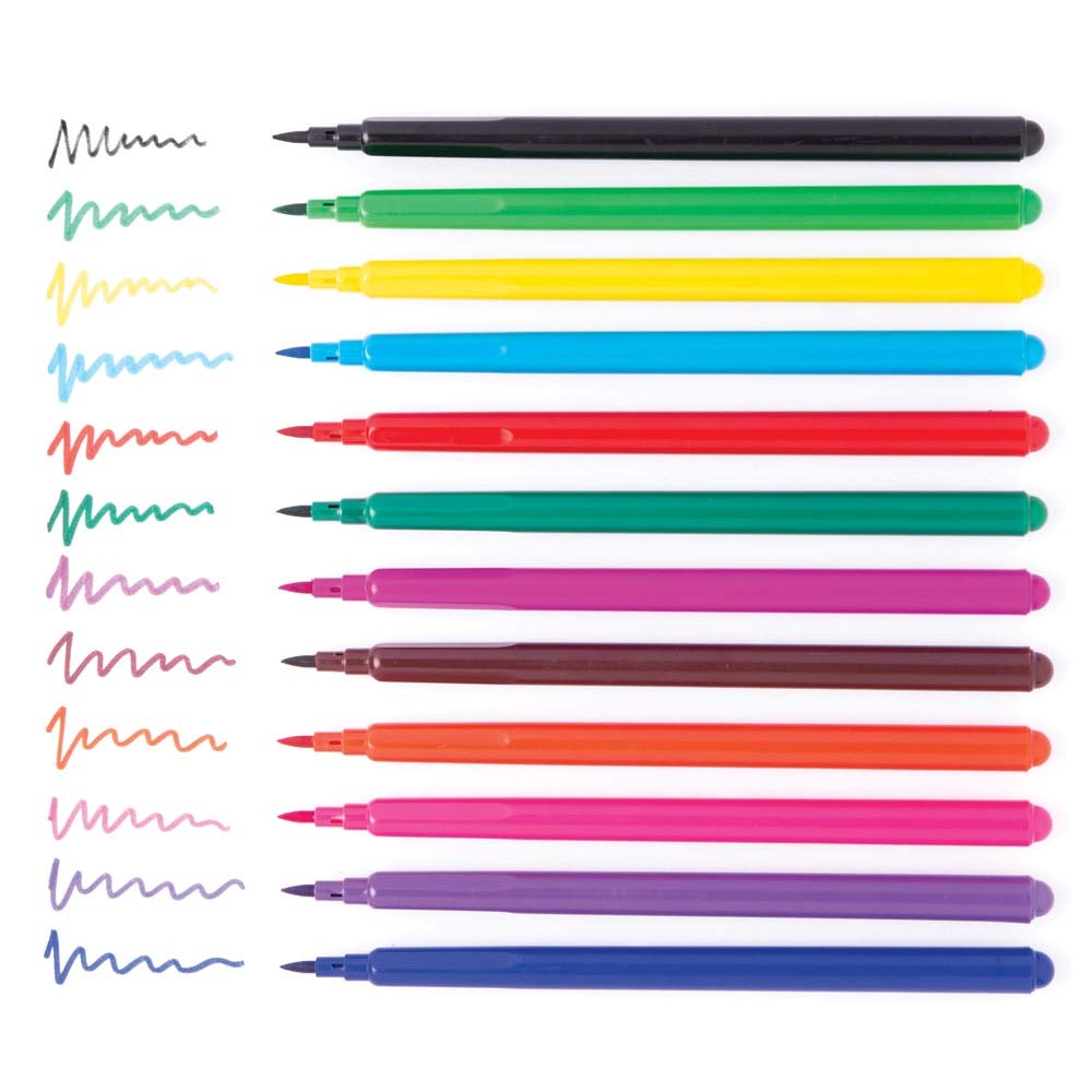 Baker Ross AW645 Brush Tip Marker Pen Set - Pack of 24 Assorted Colour Pens for Kids & Adults