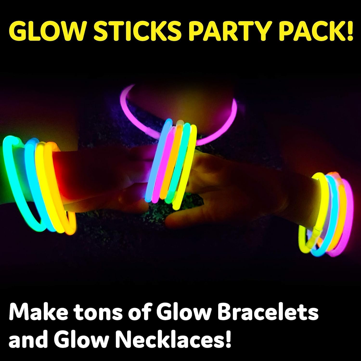 SHATCHI 100Pcs Glow Sticks - 10-12 Hour Glow | Neon Colours | Unisex Children 3