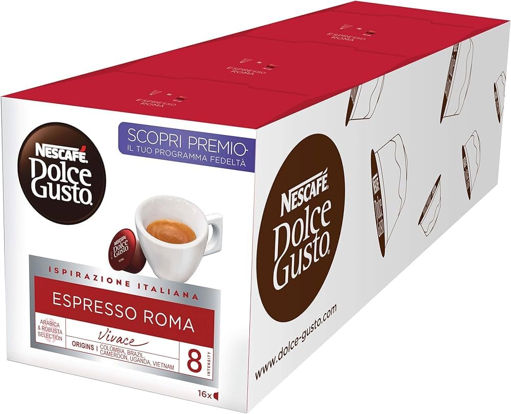 Nescafé Dolce Gusto Espresso Roma Coffee Pods - 48 Servings (3 x 16 Count Capsules)