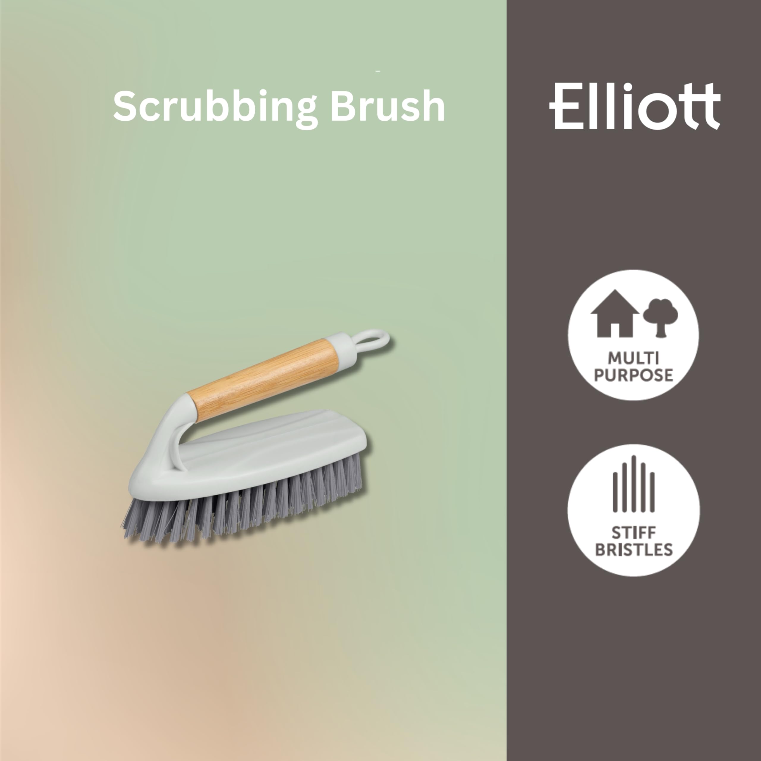 Elliott Heavy-Duty Scrubbing Brush - Ergonomic Iron-Shape Handle | Stiff Bristles | Multi-Surface Cleaning 2