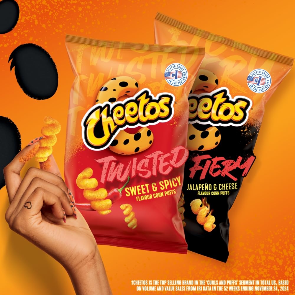 Cheetos Twisted Sweet & Spicy Sharing Crisps - 120g Bag, Pack of 9 3