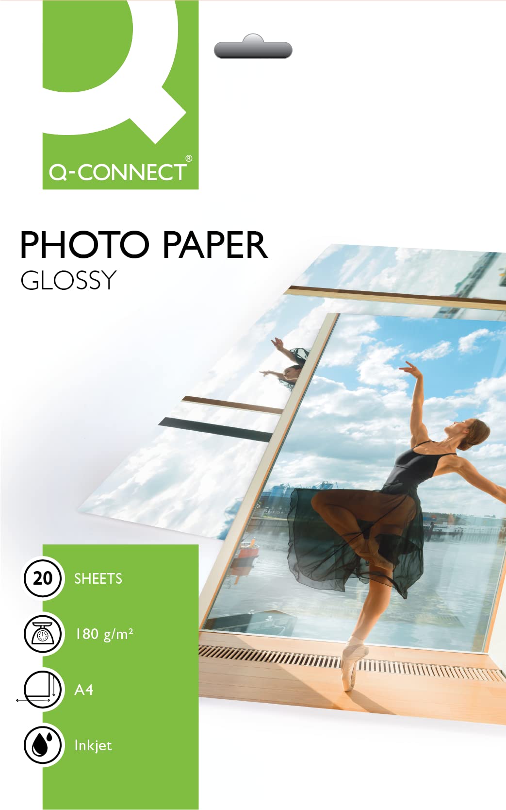 Q-Connect A4 Gloss Photo Paper 180gsm | 20 Sheets | Inkjet Compatible