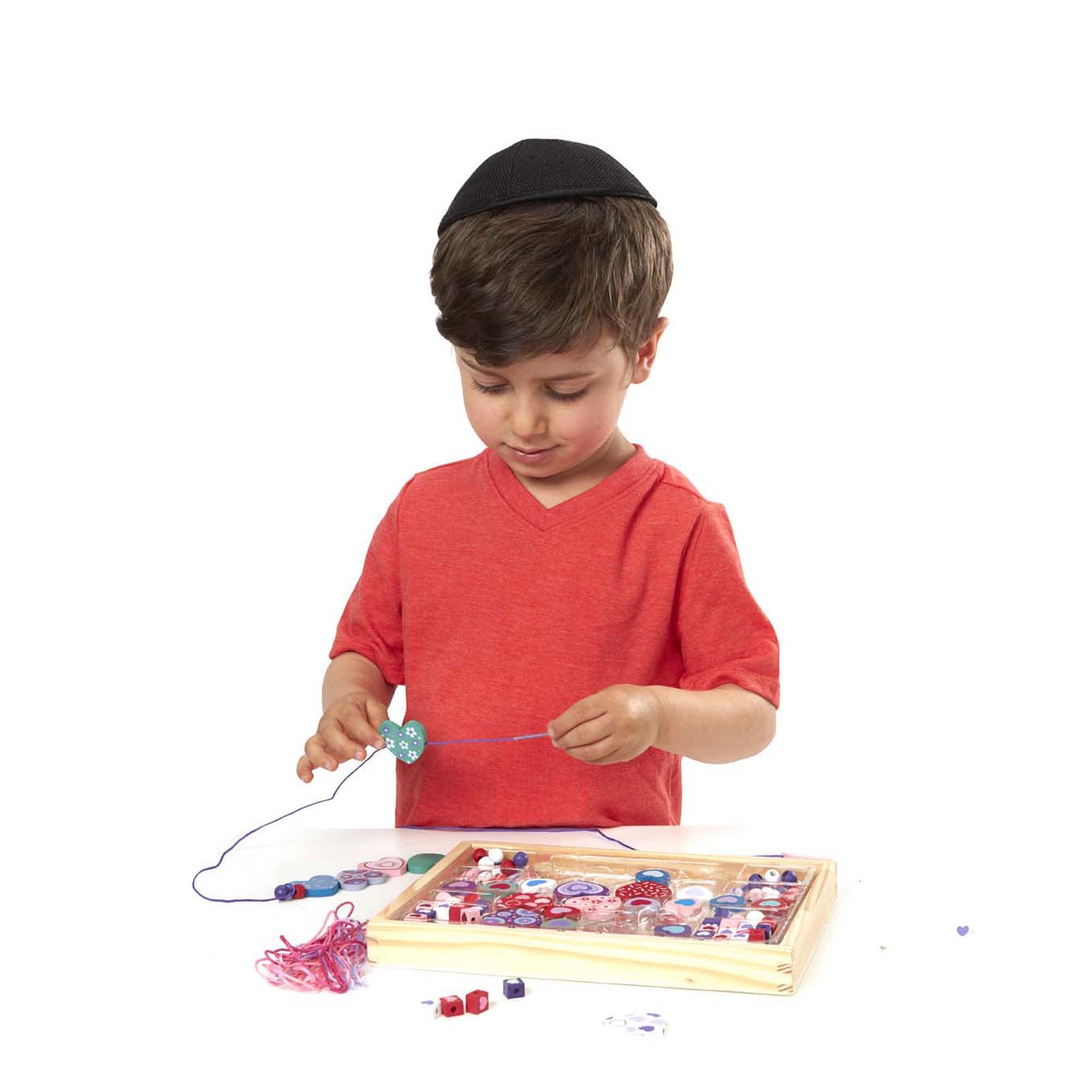 Melissa & Doug Sweet Hearts Bead Set - Wooden Jewellery Making Kit for Ages 4+ | 120 Beads 6