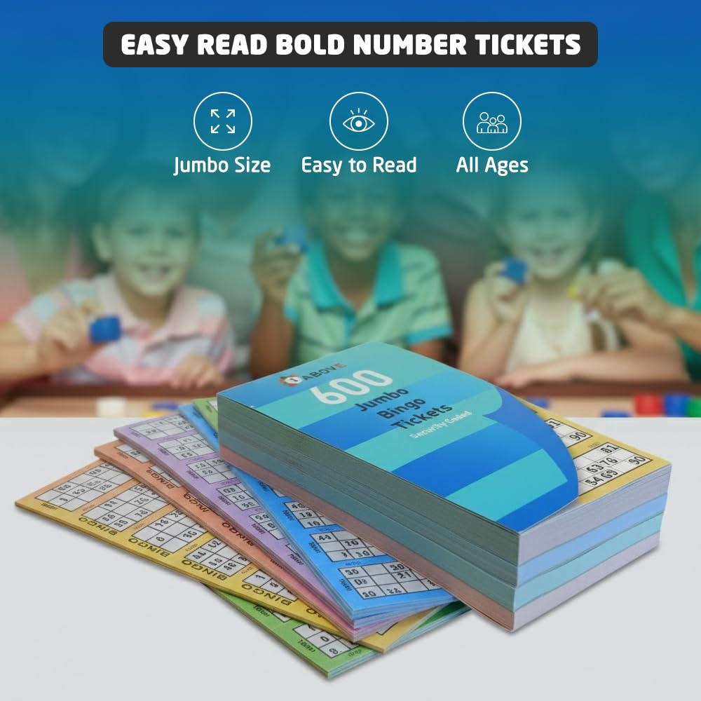 1ABOVE Bingo Tickets - Jumbo Multi Fun Books Pages | Paper | Assorted Color 5