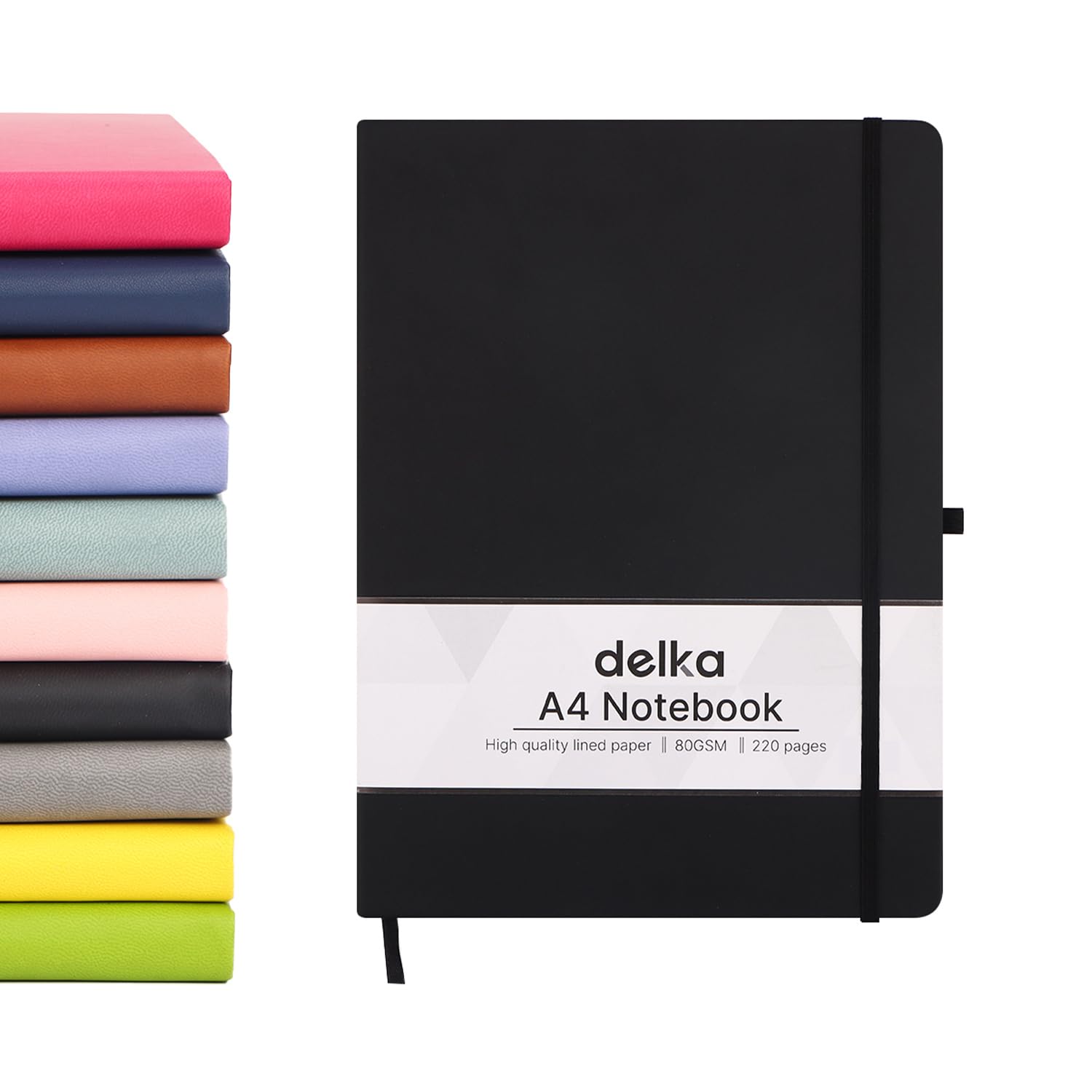 delka A4 Notebook - Vegan Leather Hard Cover | 160 Pages Ruled | Black 1