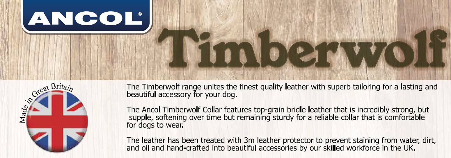 Ancol Timberwolf Round Dog Collar - Sable | Size 3 (28-36cm) | Soft Leather