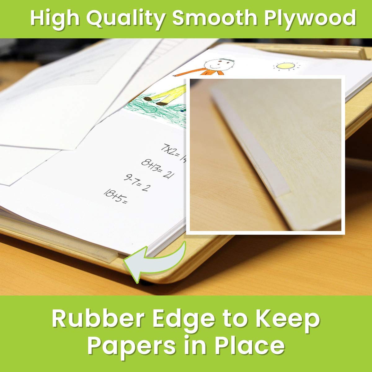 Playlearn Ergonomic Wooden Writing Slope - 20 Degree Angle | Extra Wide 18x14 in | Includes Pen Holder 4